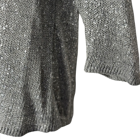 Eileen Fisher XL Linen Blend Scoop‎ Neck Metallic Fleck Gray 3/4 Sleeve Sweater - Picture 5 of 12